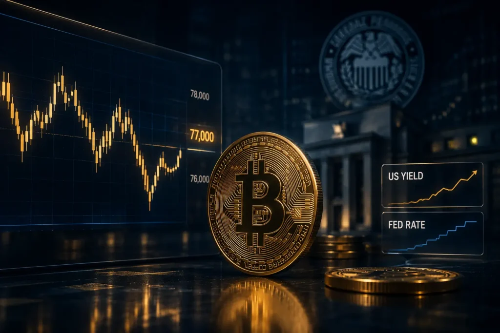 Giá Bitcoin hôm nay biến động mạnh quanh mốc 77.000 USD, thị trường chờ tín hiệu từ Fed